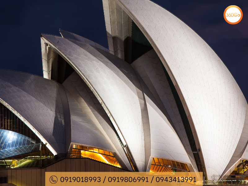 Các mái vòm của nhà hát con sò Sydney được bao phủ gạch men trắng sáng - Du lịch 360Go 